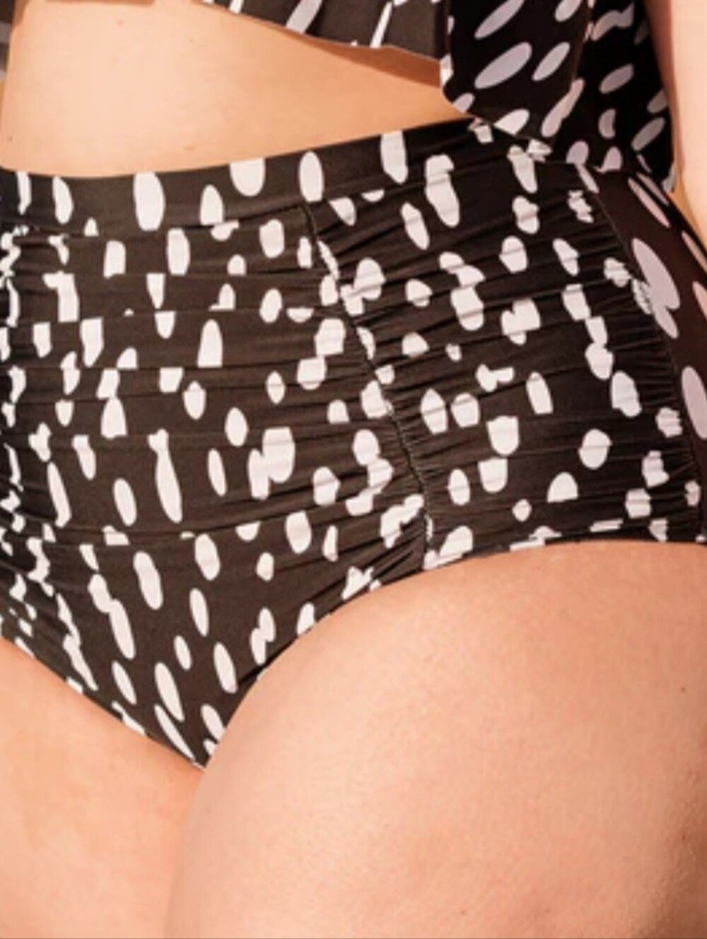 Shapermint High-Waist Black & White Printed Swim Bottom Size Medium
